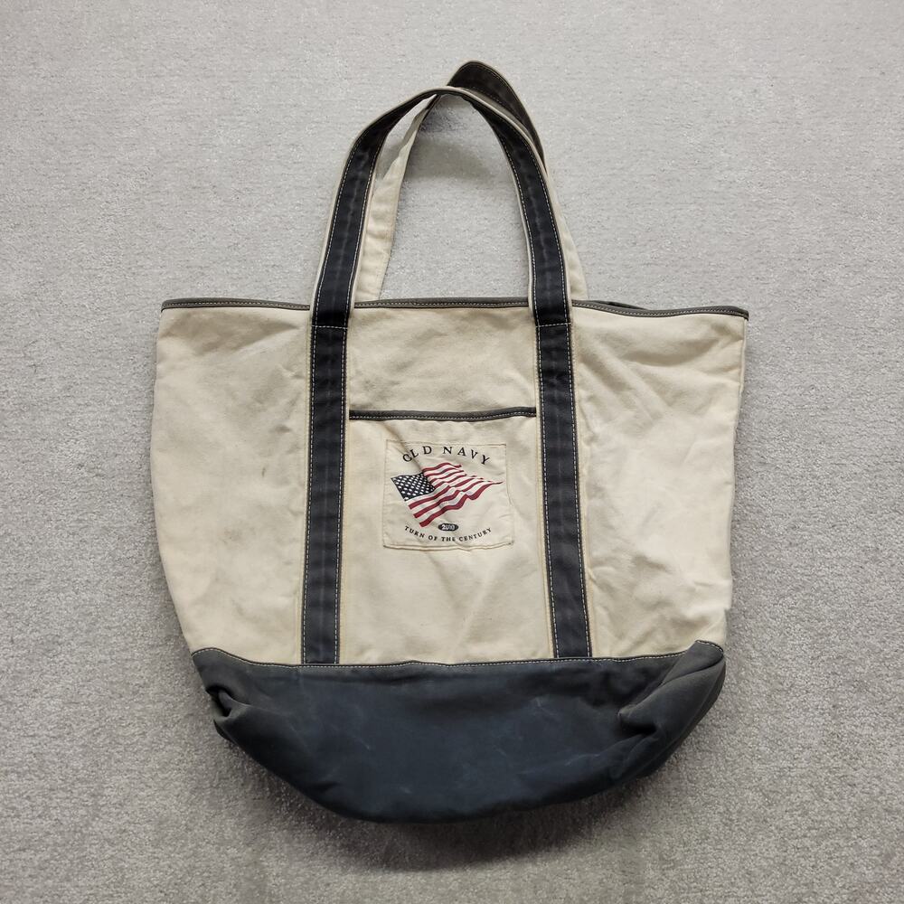 Old Navy Y2K 2000 Turn of the Century American Flag Canvas Tote Bag USA